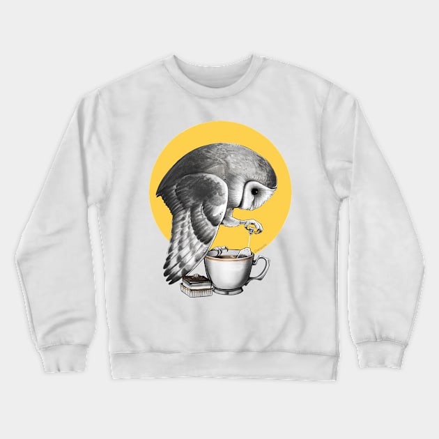 Tea Owl Crewneck Sweatshirt by Sabtastic